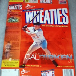 2001 Cal Ripken Jr Baseball s All Time Iron Man WHEATIES Box